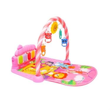 Imagem de Tapete de Atividades Musical com Piano para Bebê, Arco de Brinquedos Interativos, Estampado e Cores Vibrantes (Rosa)