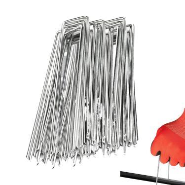 Imagem de Estacas De Terreno | 50 Peças Com Pregos Em Forma De U,Estacas de Tenda Galvanizadas de 15 cm | Para Chão, Quintal, Relvado, Paisagismo, Tenda, Cerca, Cobertura de Plantas