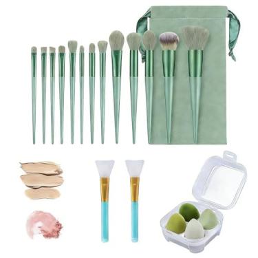 Imagem de Goodern Conjunto de 16 pincéis de maquiagem, kit de pincéis de cosméticos modernos com pincel de rosto e ovo de beleza, durável e impermeável, conjunto de pincéis de maquiagem para olhos e blush para