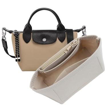 Imagem de OAikor Organizador de bolsa para mini bolsa Longchamp Le Pliage, mini bolsa organizadora de feltro leve com zíper premium, divisor de armazenamento de bolsas com compartimentos aprofundados