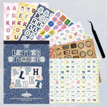 Imagem de Mais de 1200 peças de adesivos de letras de alfabeto e número para scrapbooking e diário, letras adesivas de vinil para materiais de scrapbook, artesanato DIY, projetos decorativos e personalização