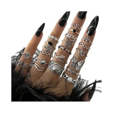 Imagem de Conjunto De Anéis Punk Hip Hop Com Caveira Gótica E Palhaço, 24 Peças,