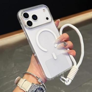 Imagem de SFDSUH Capa magnética fosca de luxo para iPhone 16 Pro Max, translúcida e fosca, com carregamento sem fio e à prova de choque (para iPhone 16 Pro Max/BRANCA)