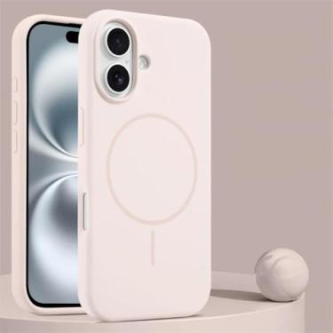 Imagem de HJZSZX Capa de silicone líquido de luxo para iPhone 15 Plus com carregamento sem fio magnético e capa macia (para iPhone 15 Plus/rosa)