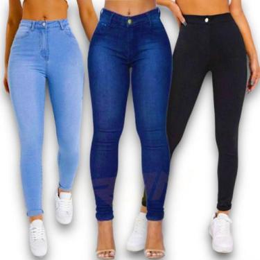 Imagem de Kit c/3 Calças Jeans Skinny Femininas Elastano Estica 451 - IRON, 44, 