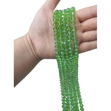 Imagem de Fio de Cristal Achatado 8mm com Furo para Bijuterias e Artesanato – Kit 5 Fios de Contas de Vidro Coloridas (Verde Claro Transp. Boreal)