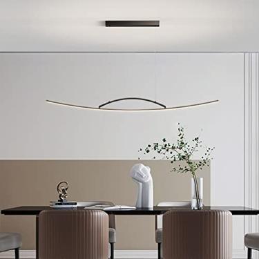 Imagem de Luminária pendente LED para mesa de jantar, altura ajustável, moderna, com controle remoto e regulagem de intensidade, ideal para cozinha e bar (preta, 120 cm).