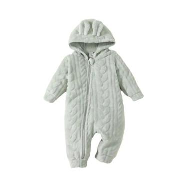 Imagem de Macacão De Pelúcia Com Capuz Para Bebê Recém-nascido, Manga Comprida, 