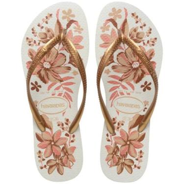 Imagem de Chinelo Havaianas Slim Organic Feminino - Branco e Dourado, 38