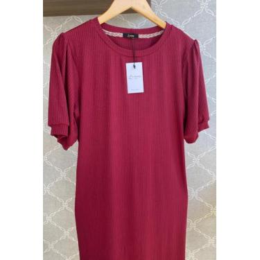 Imagem de Vestido Canelado Mini  Feminino L amour, G, Vermelho bordo