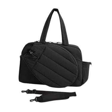 Imagem de harayaa Bolsa de tênis versátil com porta-garrafa, grande capacidade, portátil, para raquete de badminton, equipamento esportivo para adultos, Preto