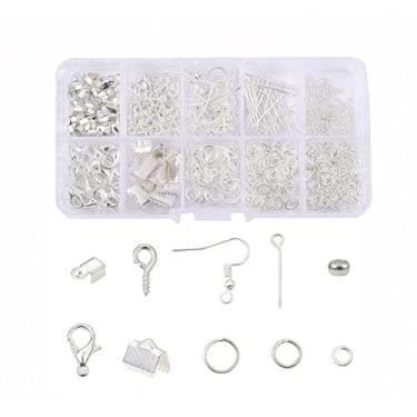 Imagem de Kit inicial para fabricação de joias, achados metálicos dourados, componentes variados para brincos, colares, pulseiras, artesanato, prata
