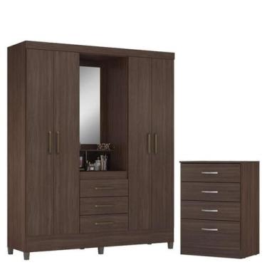 Imagem de Guarda Roupa Casal Capelinha Persia com Comôda Astral Café - Demóbile 