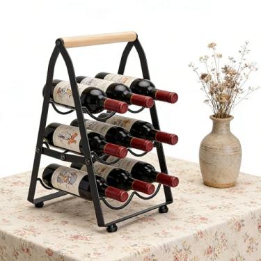 Imagem de Naroote Organizador de Rack de Vinho Empilhável Independente, Rack Vinho Mesa Suporte de Mesa Exclusivo 3 Camadas Organizador Suporte Garrafa Dobrável para Bar, Casa, Restaurante