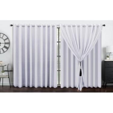 Imagem de Cortina voil xadrez 3.00 x 2.20 forro microfibra - J&C ACESSÓRIOS PARA