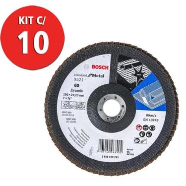 Imagem de Kit c/ 10 disco flap std for metal fa gr60 180mm bosch