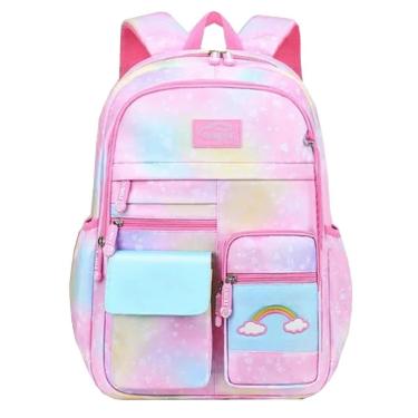Imagem de Mochila Escolar Infantil Espaçosa Menina Colorida Princesa Arco Iris Estilo Fichario-Feminino