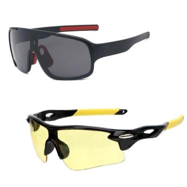 Imagem de Kit 2 Óculos de Sol Esportivo Ciclismo Preto Uv400 + Noturno-Unissex