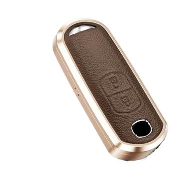 Imagem de Capa de couro para chave de carro, acessórios compatível com Mazda 2 3 6 Atenza Axela Demio CX-5 CX5 CX-3 CX7 CX-9 2015 2016 2017 2018(2 Button Brown)