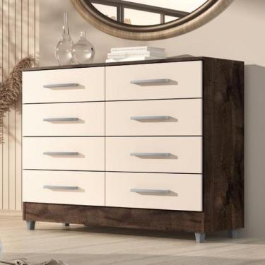 Imagem de Comoda Raissa 8 Gav - Quarta Divisão Móveis, Chocolate/off White