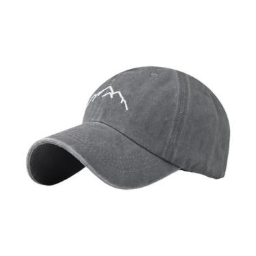 Imagem de Boné De Beisebol Vintage Unissex Ajustável Em Algodão Lavado Com Borda