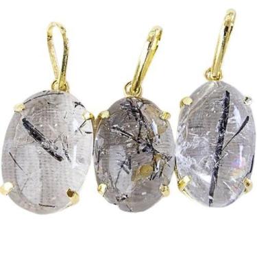 Imagem de Colar Oval Turmalina Incrustada no Cristal Garra Dourada - CristaisdeC