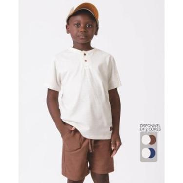 Imagem de Conjunto camiseta bermuda Aurora verão leve elegante estiloso - Marrom e Jans - Menino 4 a 14 anos-Masculino