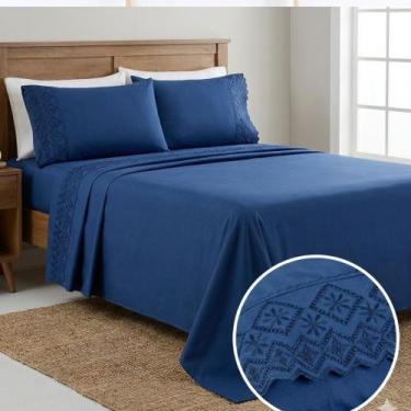 Imagem de Jogo de Lençol Queen 4 peças Micropercal 200 Fios Nobless - Bia Enxova