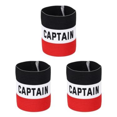 Imagem de YELARXI Braçadeira Capitão, Braçadeira de Capitão de Futebol Elásticas Ajustáveis Braçadeiras Líder Team Sport Rugby Player Band 10,4 x 8,6 cm e Preto/Branco/Vermelho e 3 Peças-Adequado para