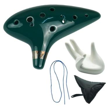 Imagem de menolana Ocarina de cerâmica com 12 furos - Brinquedo educativo musical - Presente perfeito para meninas e meninos, Verde