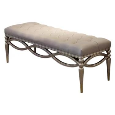Imagem de KEG801302 Banco de entrada moderno e moderno, banco de canto da cama, bancos estofados de veludo para quarto para os pés da cama, banco tufado, apoio para os pés, banco decorativo