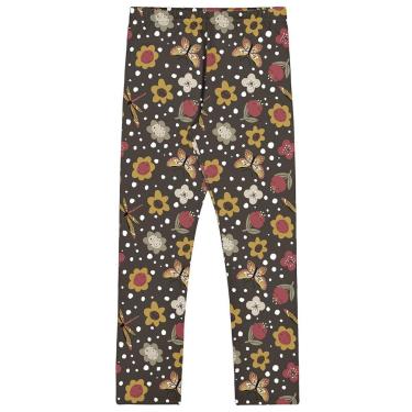 Imagem de Calça Legging Infantil Moletom Menina Florir Marrom Alakazoo-Feminino