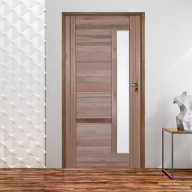 Imagem de Ki Porta de Madeira BBB com Visor 210x72cm Batente 11cm Fecharura Golf