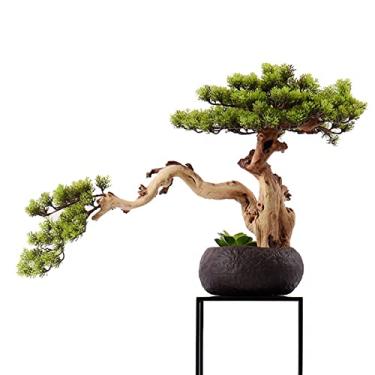 Imagem de Bonsai artificial, pinheiro, bonsai artificial, vaso de plantas falsas, ornamentos decorativos de bonsai artificiais para decoração de casa, decoração de interiores, árvore de bonsai artificial