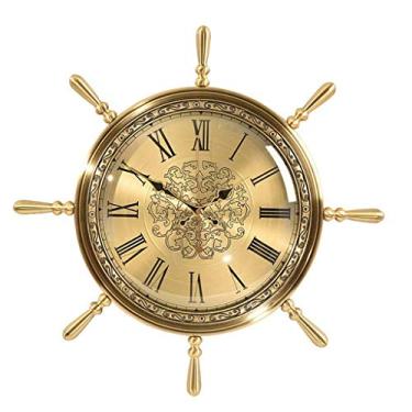 Imagem de Relógio de parede retrô mudo, relógio de parede digital redondo, mudo de metal, relógio de parede interno e externo