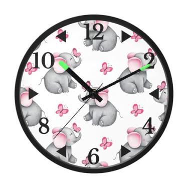 Imagem de STAYTOP Relógio de parede LED borboleta e elefante para quarto com brilho noturno, relógios de parede silenciosos de 30 cm para decoração de sala de estar, controle de som, relógio de parede moderno