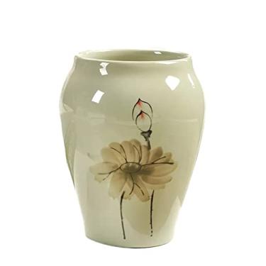 Imagem de Vaso decorativo de cerâmica vaso de mesa de mesa arranjo de flores secas sala de estar mesa de chá flor hidropônica vaso de cerâmica vaso de flores simples vaso de flores (tamanho: C) ()