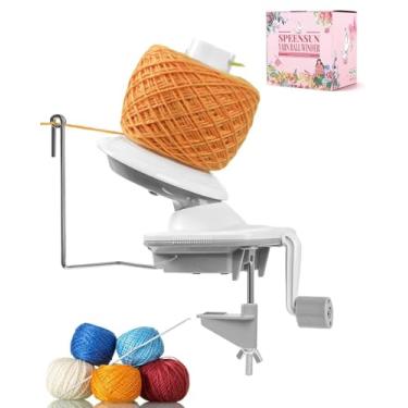 Imagem de SPEENSUN Enrolador de bolas de fio, enrolador manual de tricô e crochê, branco, capacidade de 100 ml, baixo ruído