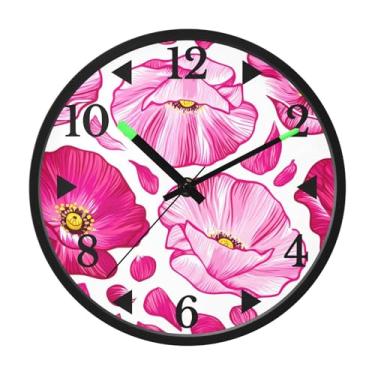 Imagem de STAYTOP Lindas flores relógio de parede LED para quarto com brilho noturno, relógios de parede silenciosos de 30 cm para decoração de sala de estar, controle de som, relógio de parede moderno que