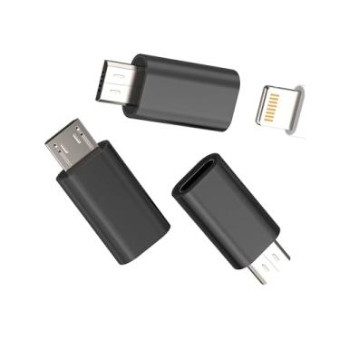 Imagem de Adaptador Lightning fêmea para micro USB macho (pacote com 3) para Apple para iPhone, conector de cabo de carregamento, adaptador Android, conversor de transferência de dados, porta micro-USB
