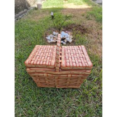 Imagem de CESTA DE PIQUENIQUE FIBRA SINTETICA 22x15x11 - MINI(Laranja)