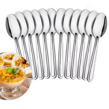 Imagem de Kit 12 Colheres de Sobremesa em Aço Inox – Talheres Resistentes, Modernos e Elegantes, Brilho Duradouro, Ideais para Frutas, Bolos, Tortas, Doces e Uso Diário