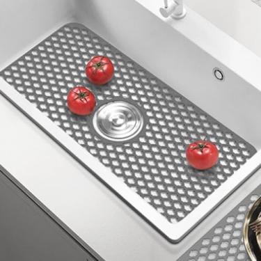 Imagem de Tapete de pia cozinha silicone isolado oco antiderrapante multifuncional protetor com pés elevados e furos drenagem para secagem pratos proteção utens