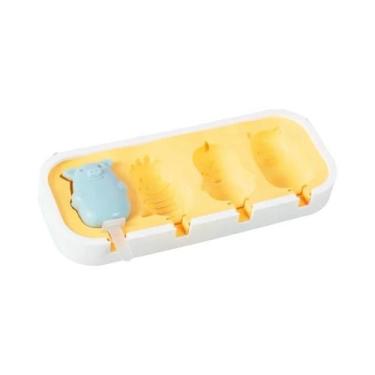 Imagem de Moldes De Sorvete De Silicone Com Animais Em Desenho Com Tampa E Palit
