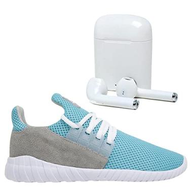 Imagem de Tênis Caminhada Corrida Leve Macio Confortável Fitness Academia + Fone Sem Fio Bluetooth