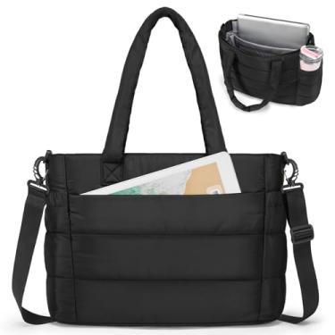 Imagem de RAINSMORE Bolsa feminina leve, acolchoada com compartimentos para trabalho, viagens, academia, preta