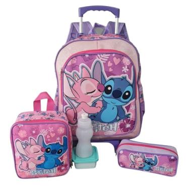 Imagem de Kit Mochila Escolar Rosa Filme Rodinhas Tam G Meninas