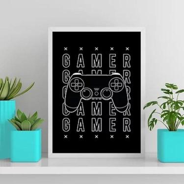 Imagem de Quadro Gamer Console Preto E Branco 24X18Cm