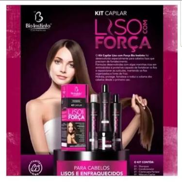Imagem de Kit Capilar Liso com Força, para Cabelos Lisos e Enfraquecidos, Shampoo, Condicionador, Creme para Pentear