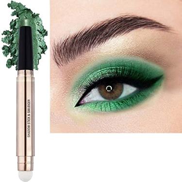 Imagem de Caneta de sombra verde neon pincel de maquiagem suave creme brilhante sombra lápis de longa duração à prova d'água marca-texto bastão maquiagem delineador de olhos multidimensional visual